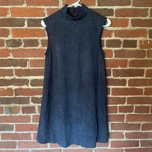 Free People x Lenni Northern Faux Suede Mock Neck Dress in Navy,  size Small